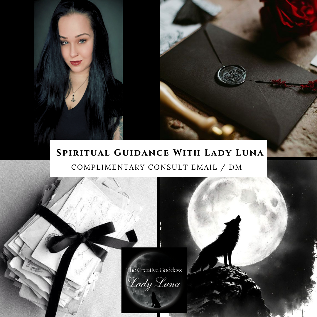 Collage of images with text overlay for spiritual guidance services offering a complimentary consult email or direct message to acquire spiritual guidance servies